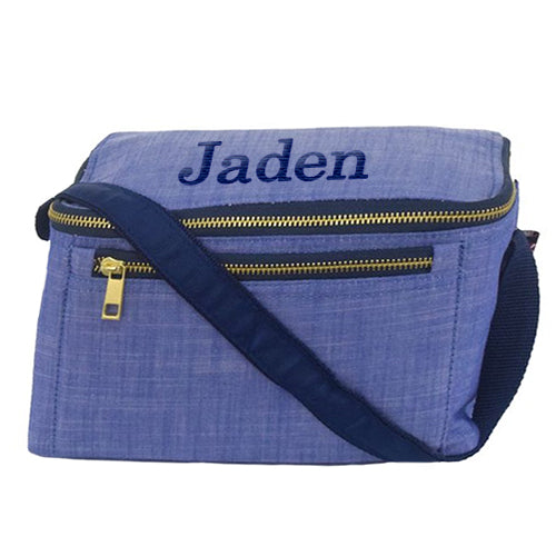 Personalized Lunch Box by Mint Navy Chambray Backpacks and Lunch Boxes Mint
